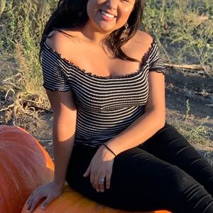 Striped Off the Shoulder Woven Top